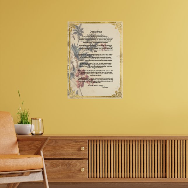 Póster Papel Floral Antiguo Desiderata de Max Ehrman (Salón 2)