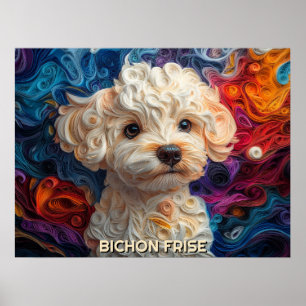 Póster Papel friso de Bichon que aísla retrato de perro d