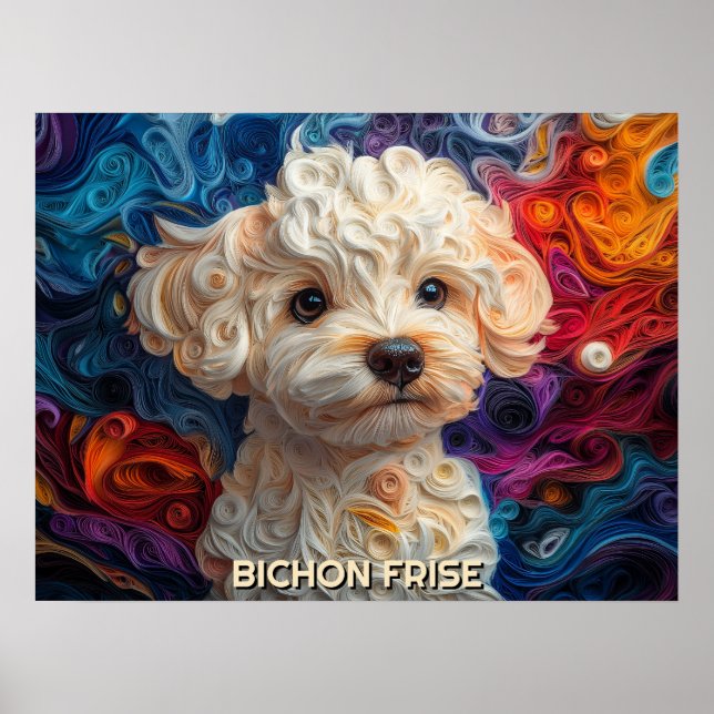Póster Papel friso de Bichon que aísla retrato de perro d (Frente)