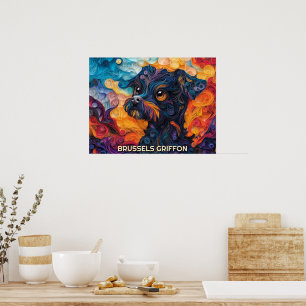 Póster Papel griffon de Bruselas afilando retrato de perr