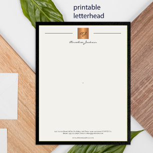 Póster Papel letterhead impreso con monograma moderno neg
