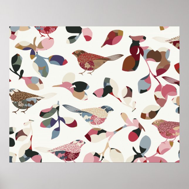 Póster Papel mural de pájaro vintage (Frente)