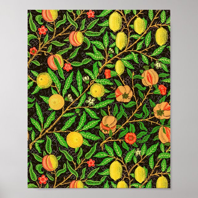 Póster Papel mural de patrón Fruit de William Morris (Frente)