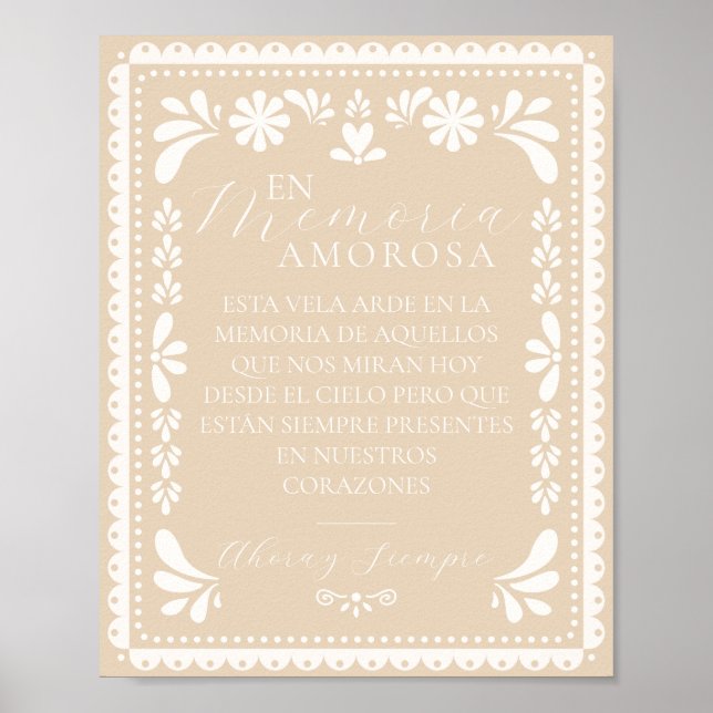 Póster Papel Picado Esta Vela Arde Memoria Letrero Rótulo (Frente)