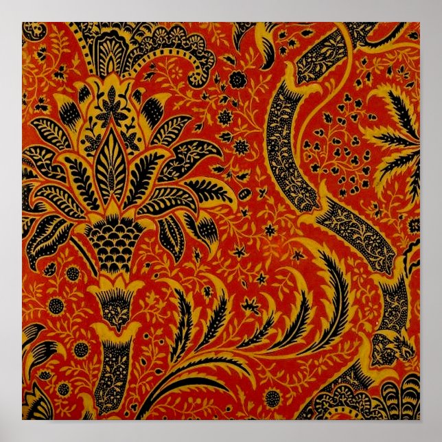 Póster Papel pintado antiguo de William Morris India (Frente)