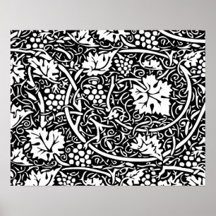 Póster Papel pintado con patrón de uva de William Morris
