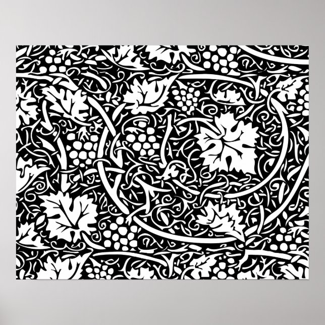 Póster Papel pintado con patrón de uva de William Morris (Frente)