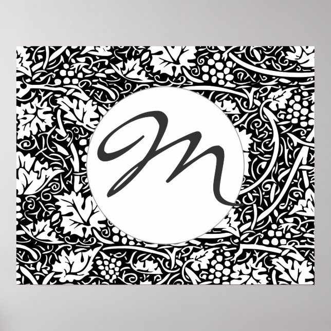 Póster Papel pintado con patrón de uva de William Morris (Frente)