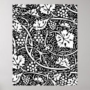 Póster Papel pintado con patrón de uva de William Morris