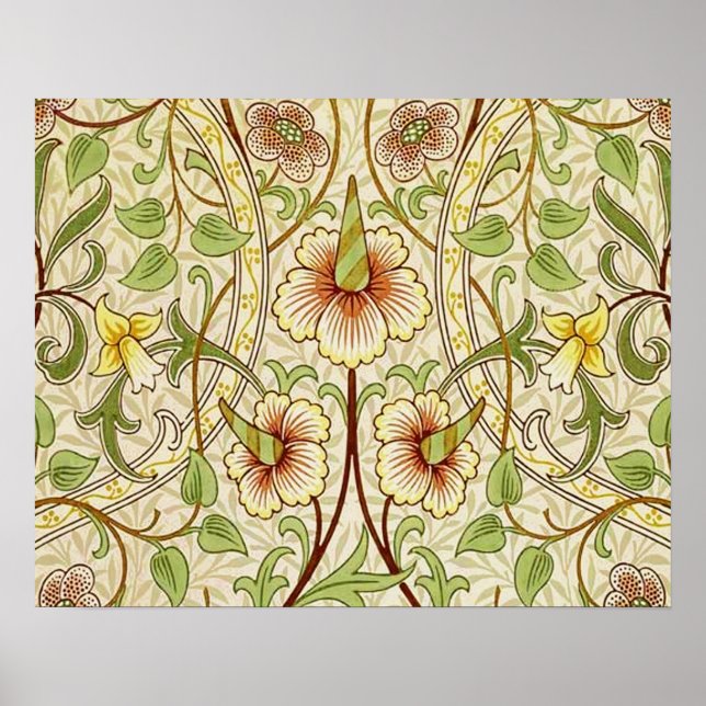 Póster Papel pintado de flores clásico Narciso de William (Frente)