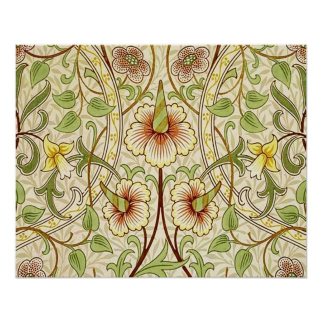 Póster Papel pintado de flores clásico Narciso de William (Anverso)
