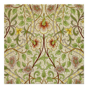 Póster Papel pintado de flores clásico Narciso de William
