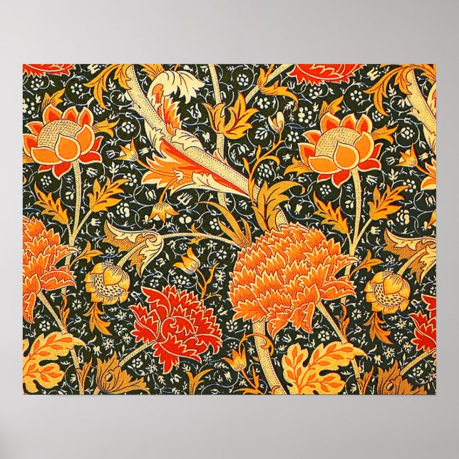 Póster Papel pintado de flores William Morris Cray patrón (Frente)