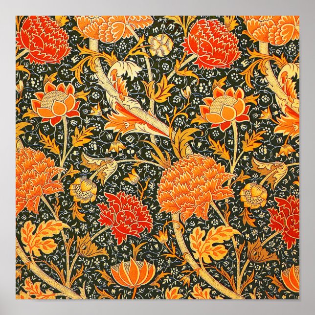 Póster Papel pintado de flores William Morris Cray patrón (Frente)
