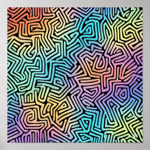 Póster Papel pintado de teselación luminosa intrincada