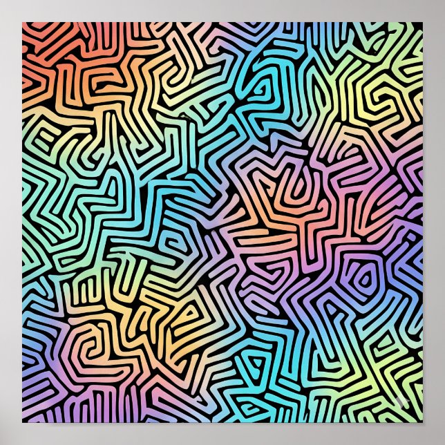 Póster Papel pintado de teselación luminosa intrincada (Frente)