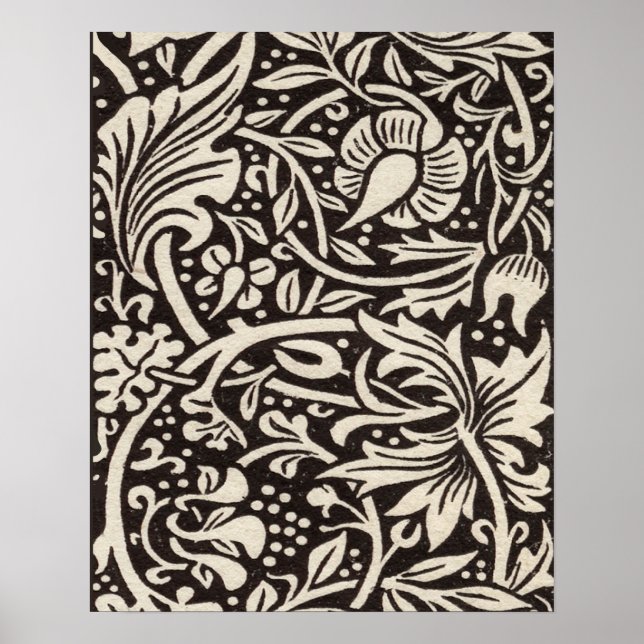 Póster Papel pintado floral de narciso William Morris (Frente)