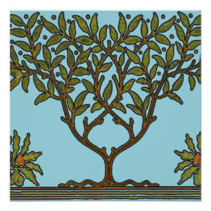 Póster Papel pintado floral de William Morris Tree Frieze