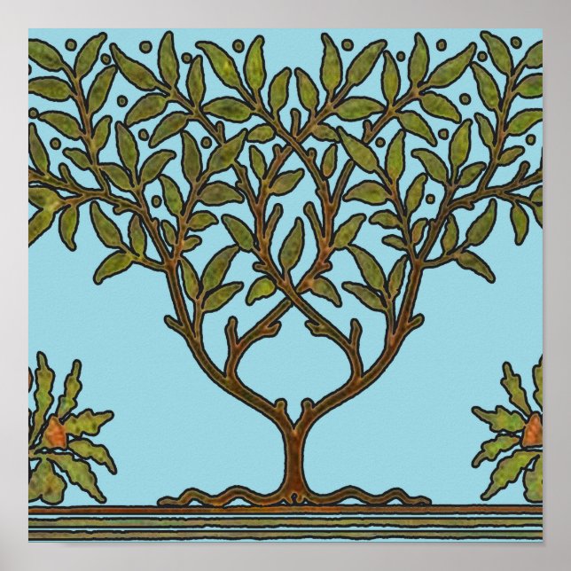Póster Papel pintado floral de William Morris Tree Frieze (Frente)