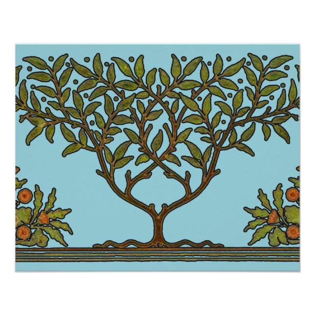 Póster Papel pintado floral de William Morris Tree Frieze (Anverso)