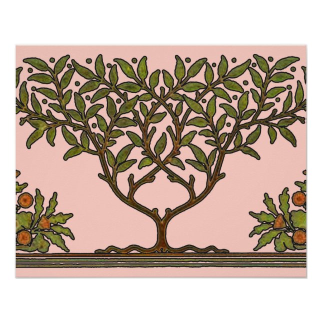 Póster Papel pintado floral de William Morris Tree Frieze (Anverso)
