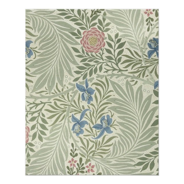 Póster Papel pintado floral Larkspur de William Morris (Anverso)