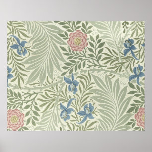 Póster Papel pintado floral Larkspur de William Morris