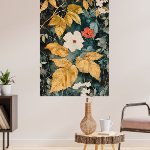 Póster Papel pintado floral, patrón floral estilo botánic