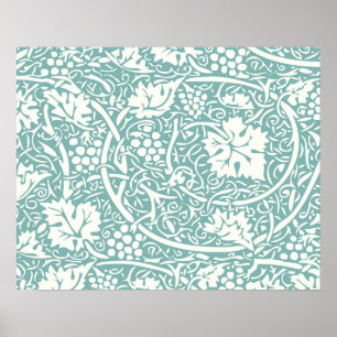 Póster Papel pintado floral teal de William Morris