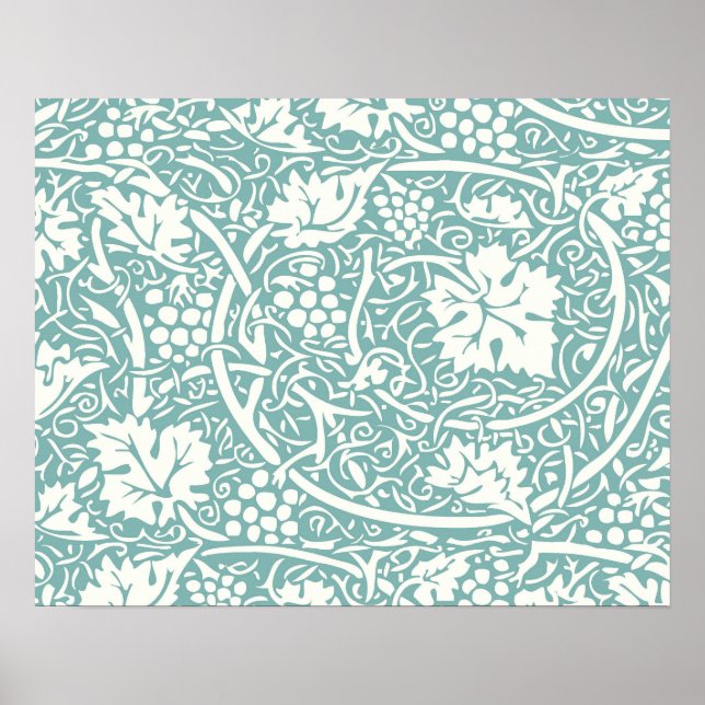 Póster Papel pintado floral teal de William Morris (Frente)