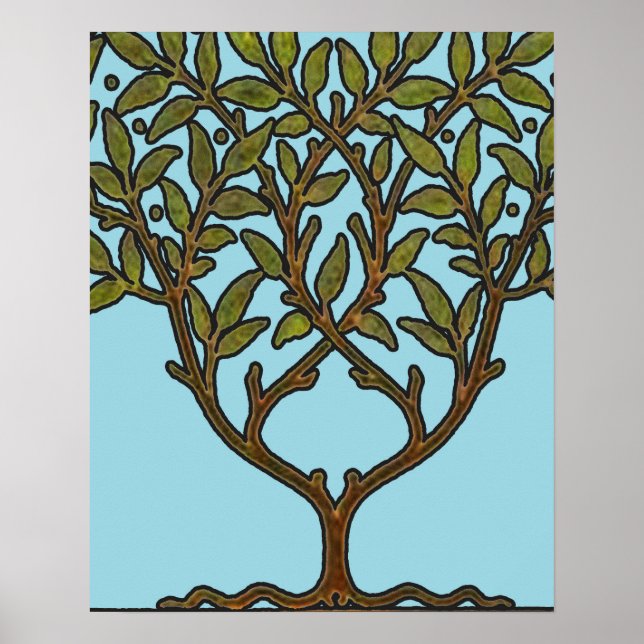 Póster Papel pintado floral Tree Frieze de William Morris (Frente)
