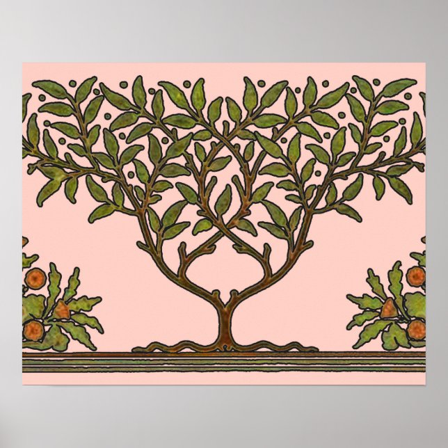 Póster Papel pintado floral Tree Frieze de William Morris (Frente)