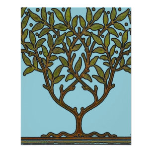 Póster Papel pintado floral William Morris Tree Frieze