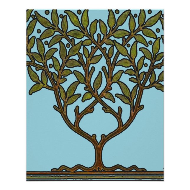 Póster Papel pintado floral William Morris Tree Frieze (Anverso)