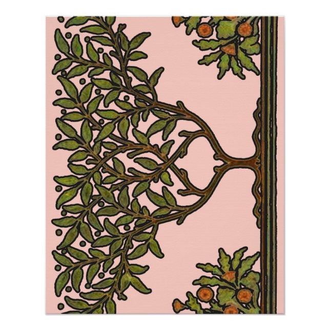 Póster Papel pintado floral William Morris Tree Frieze (Anverso)