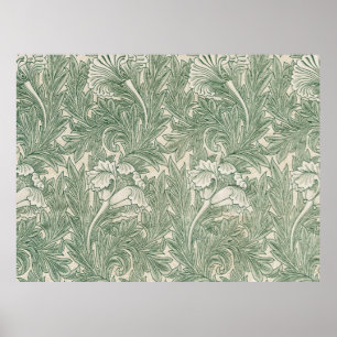 Póster papel pintado textil de tulipán verde de william m