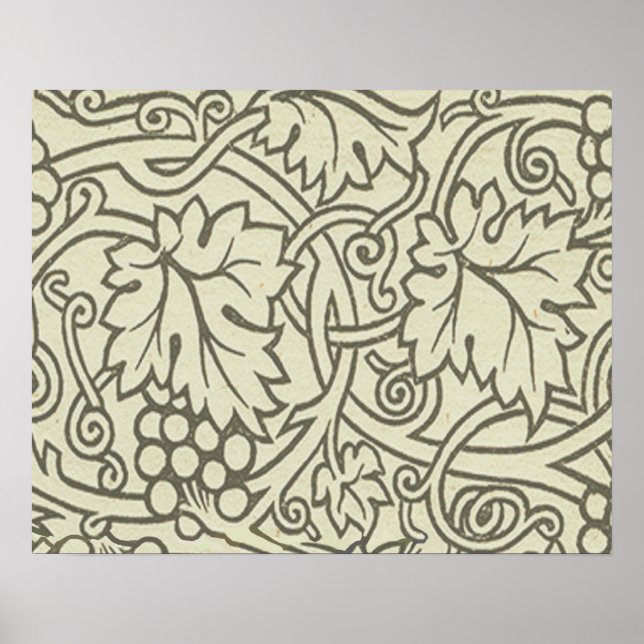Póster Papel pintado verde de parra de William Morris (Frente)