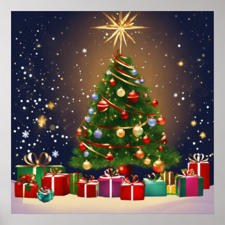 Póster Papel poster de árbol de Navidad