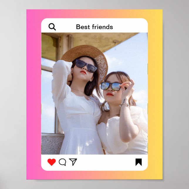 Póster Papel Poster de instagram de texto de foto persona (Frente)