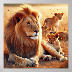 Póster Papel Poster de leones en despojo