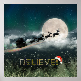 Póster Papel Poster de Navidades de renos de Santa Sleigh