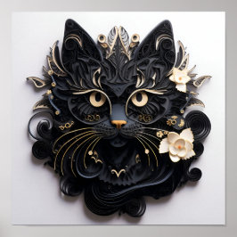Póster Papel Quilling Halloween imagen de gato negro