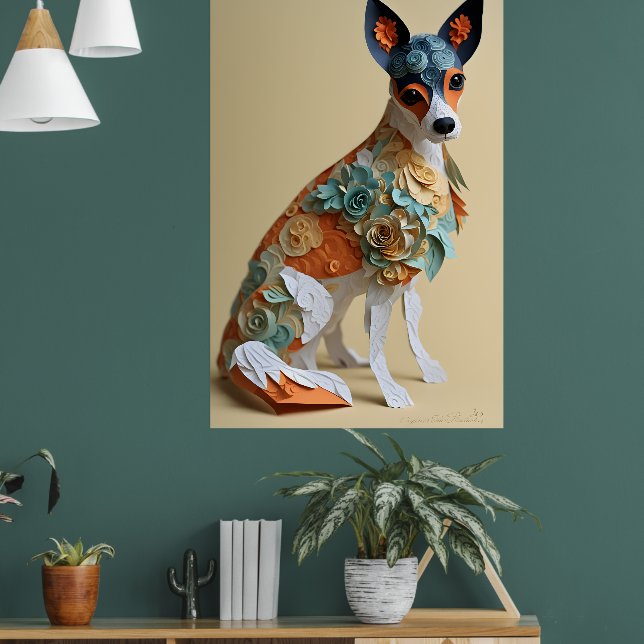 Póster Papel Rococo Juguete Fox Terrier Pastel Colores (Salón 1)