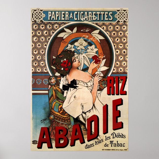 Póster Papel rodante de cigarrillos Mucha - Abadie 1898 (Frente)