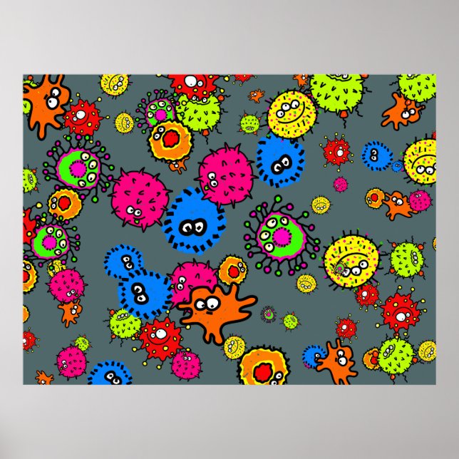 Póster Papel tapiz de bacterias (Frente)