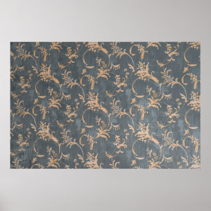 Póster Papel tapizado antiguo retro vintage floral sobre 