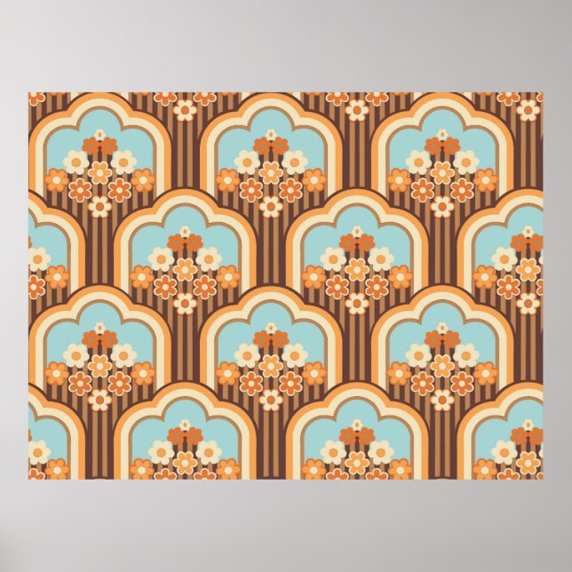 Póster Papel tapizado de los años 70 de diseño sin fisura (Frente)