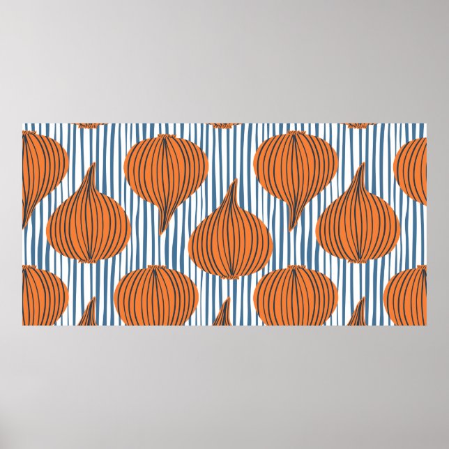 Póster Papel tapizado de verduras de la bombilla dibujada (Frente)