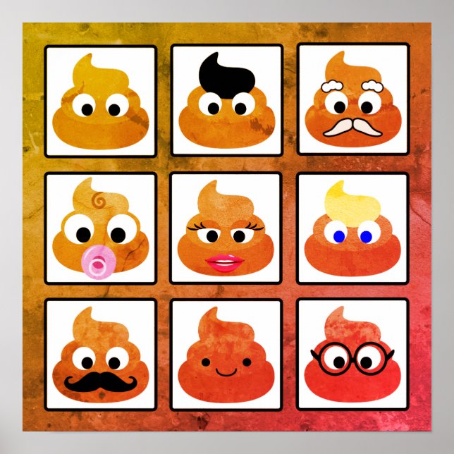Póster Papel viejo de poop muchas caras (Frente)