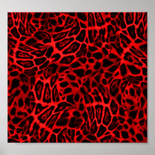 PÓSTER PAPELES DE MURO DE PATRÓN DE OBRA LEOPARD ROJO